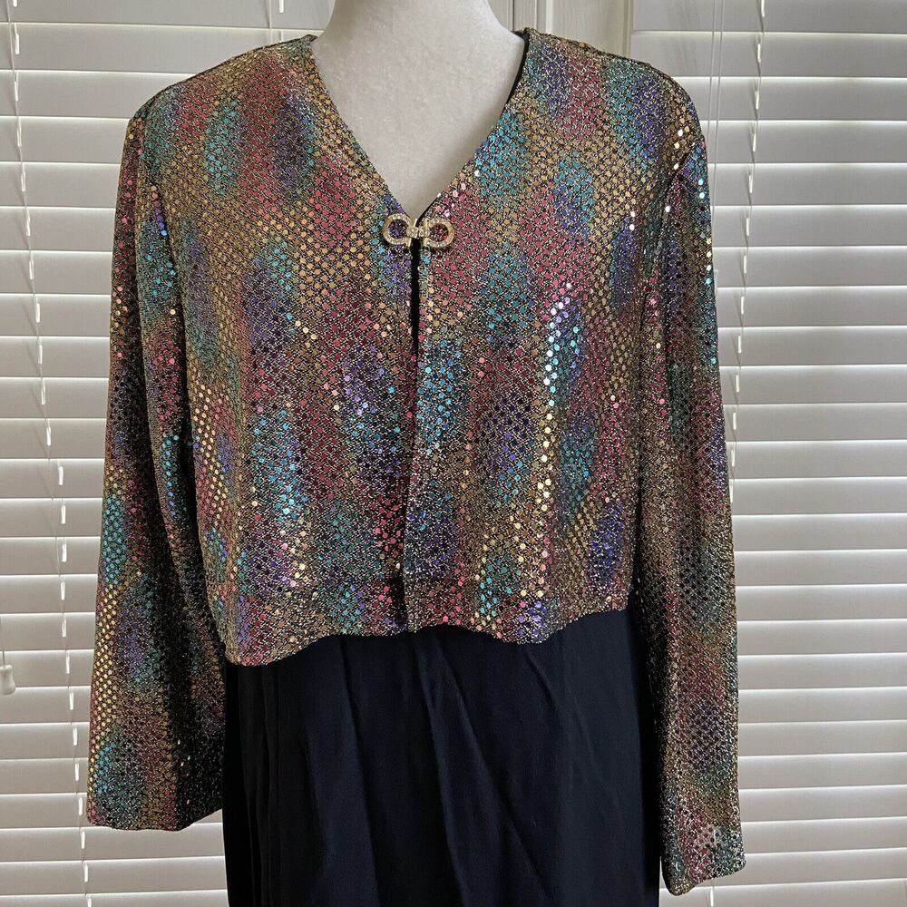 BETSY'S THINGS Vintage Size 14 Black Sheath Semi-Formal Dress With Sequin Jacket - Picture 12 of 12